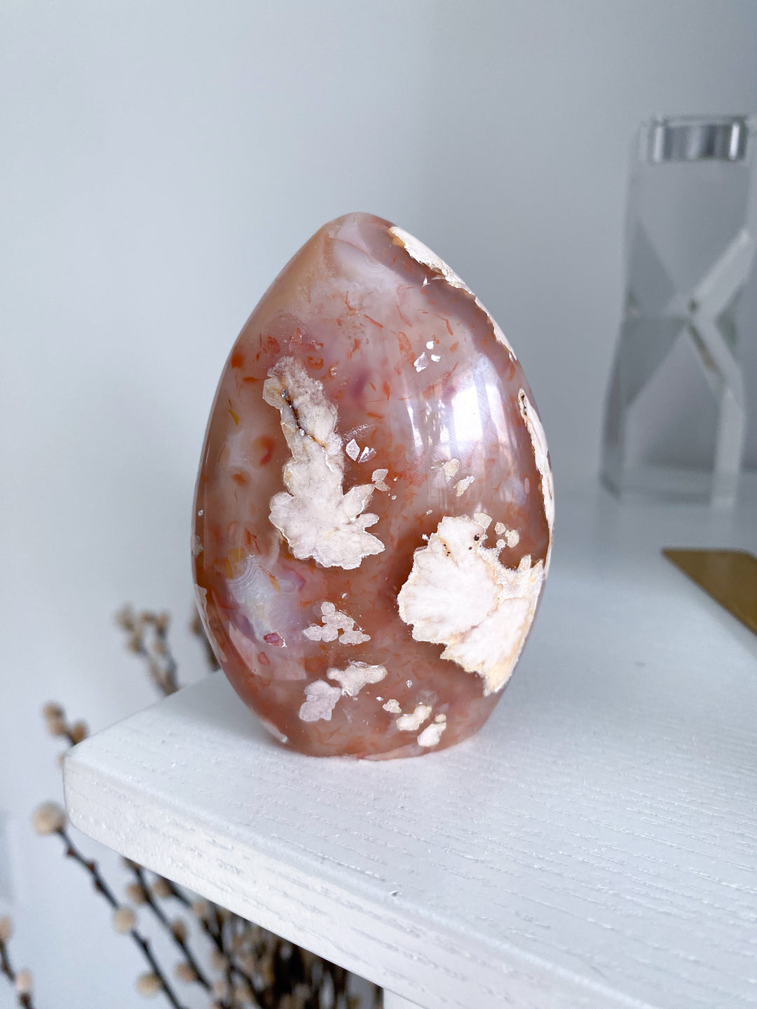 Freeform Red, Pink, Orange Flower Agate