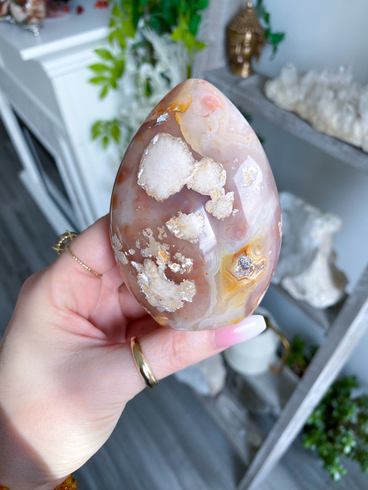 Freeform Red, Pink, Orange Flower Agate