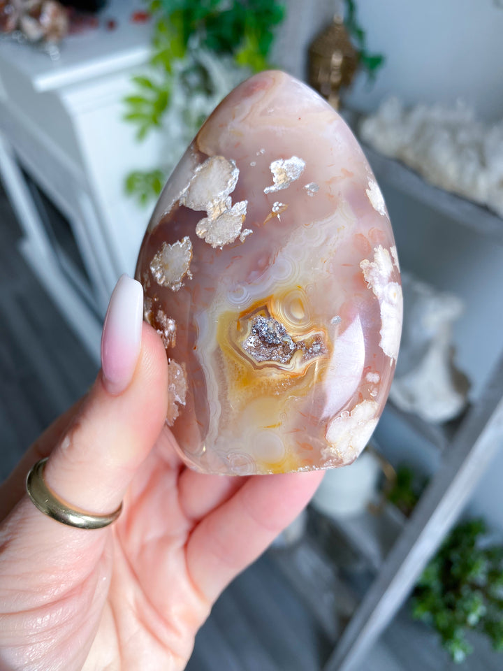Freeform Red, Pink, Orange Flower Agate