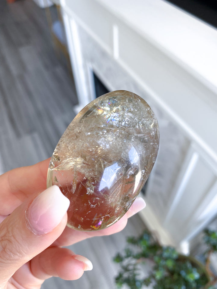 Dimensional Small Natural Citrine Palm Stone 