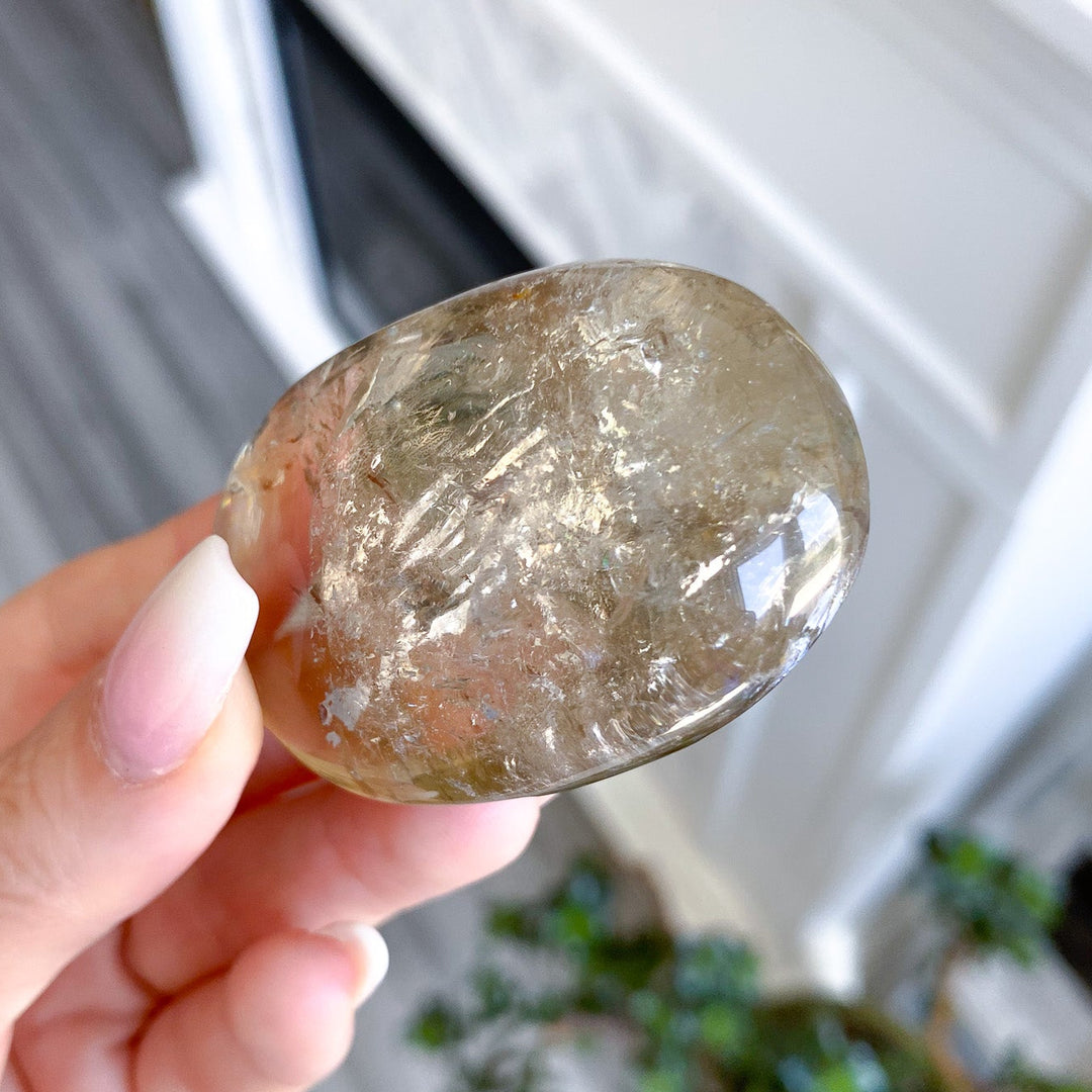 Dimensional Small Natural Citrine Palm Stone 