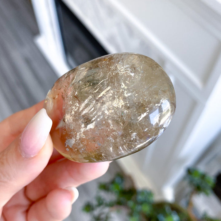 Dimensional Small Natural Citrine Palm Stone 