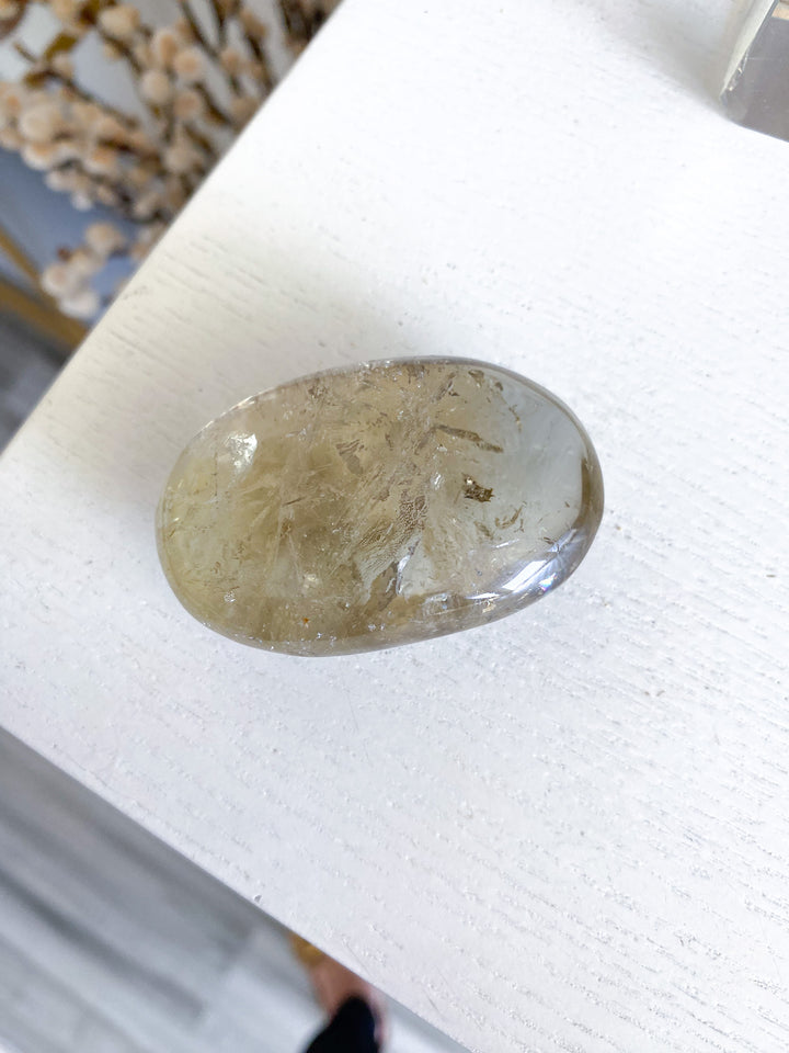 Dimensional Small Natural Citrine Palm Stone 