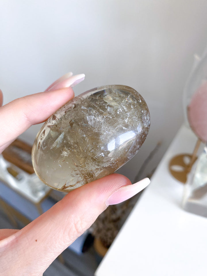 Dimensional Small Natural Citrine Palm Stone 