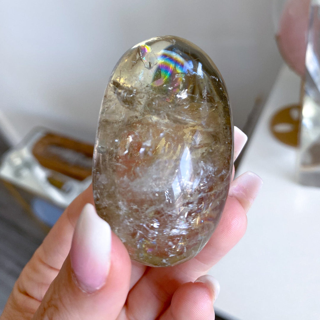 Dimensional Small Natural Citrine Palm Stone 