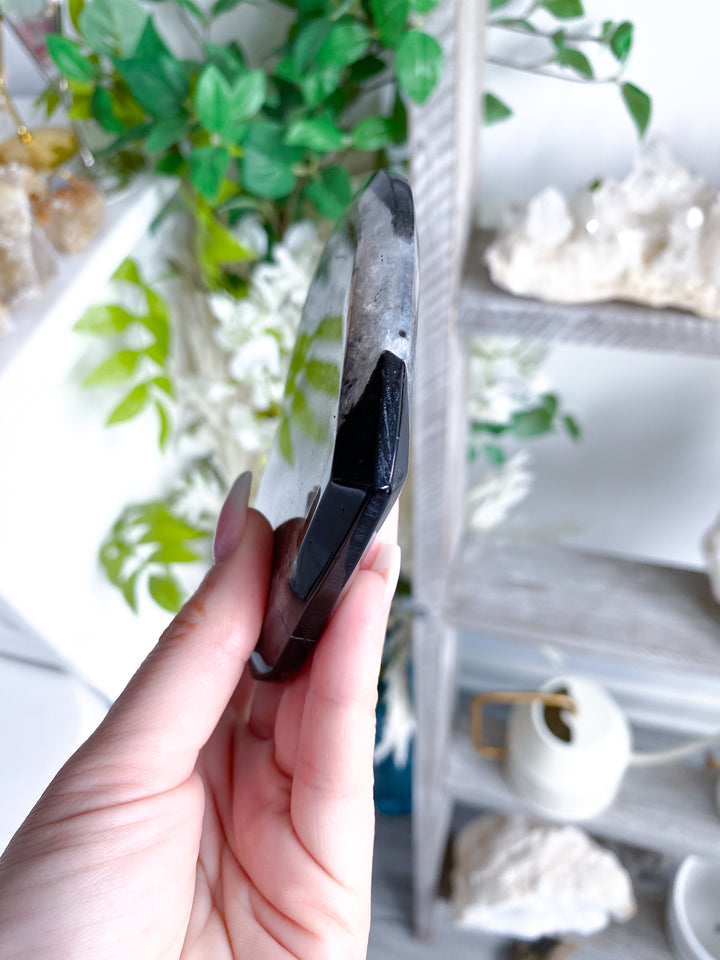 Large Druzy Black Agate Heart on Stand #2
