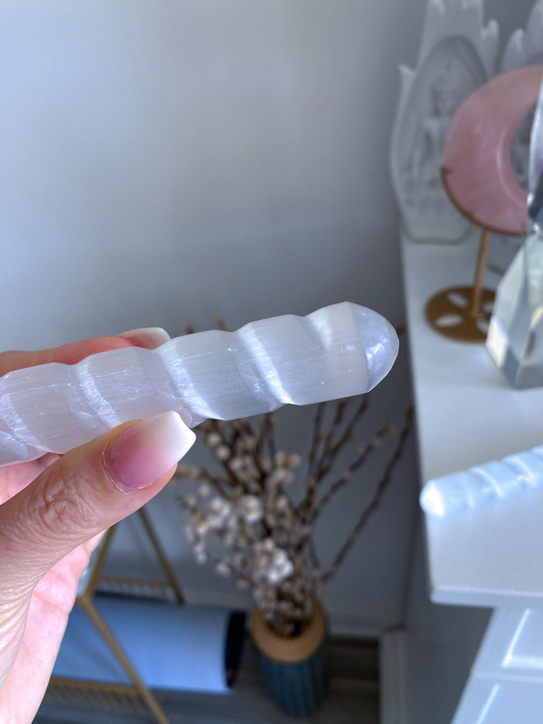 Selenite Twisted Wand
