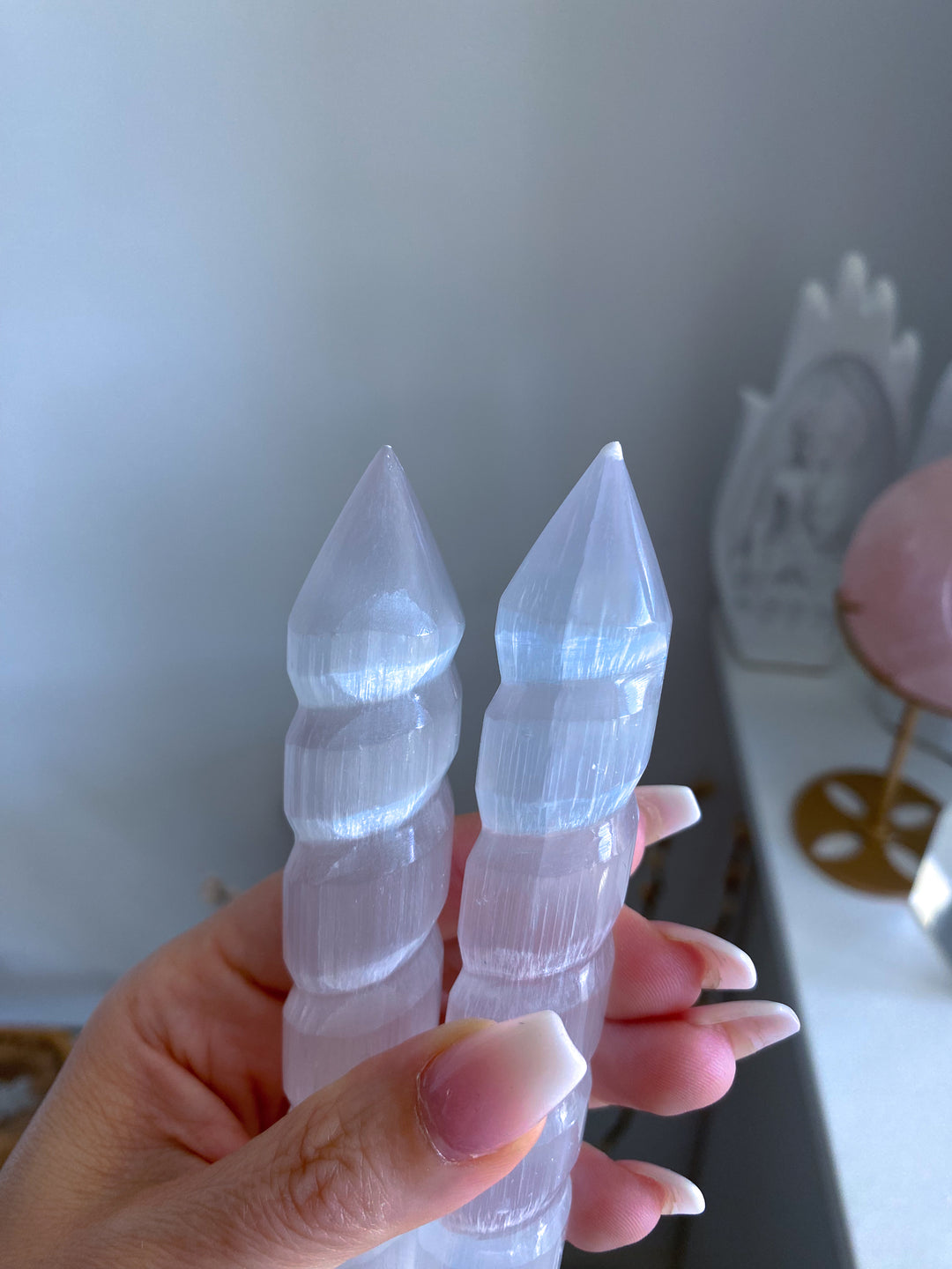 Selenite Twisted Wand