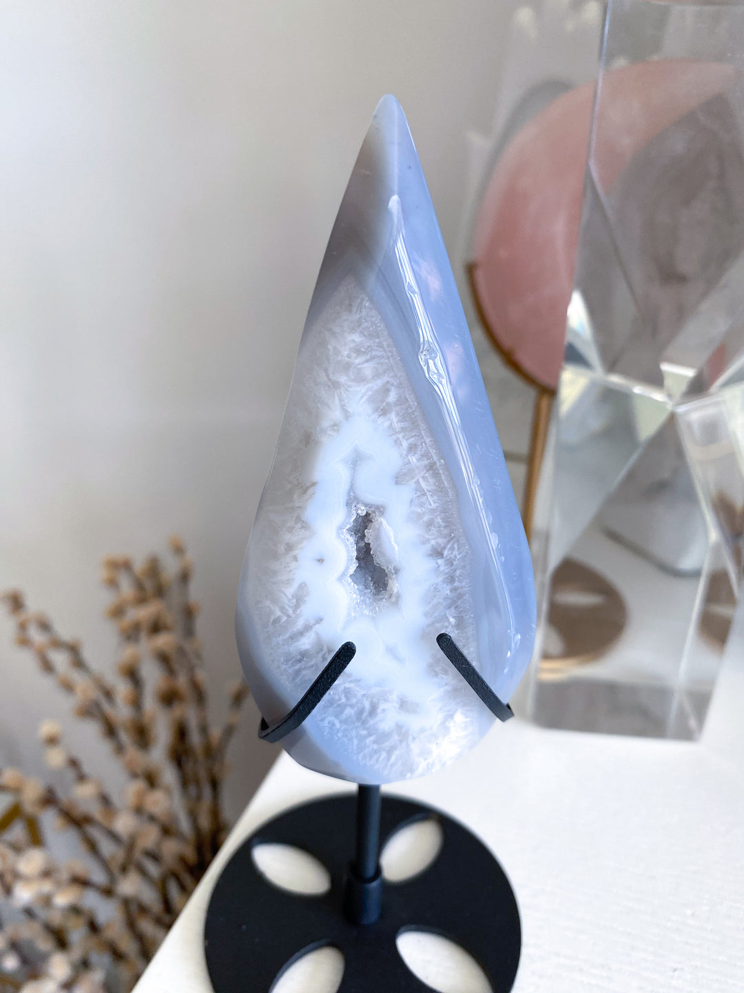 Unique Agate Flame on Stand