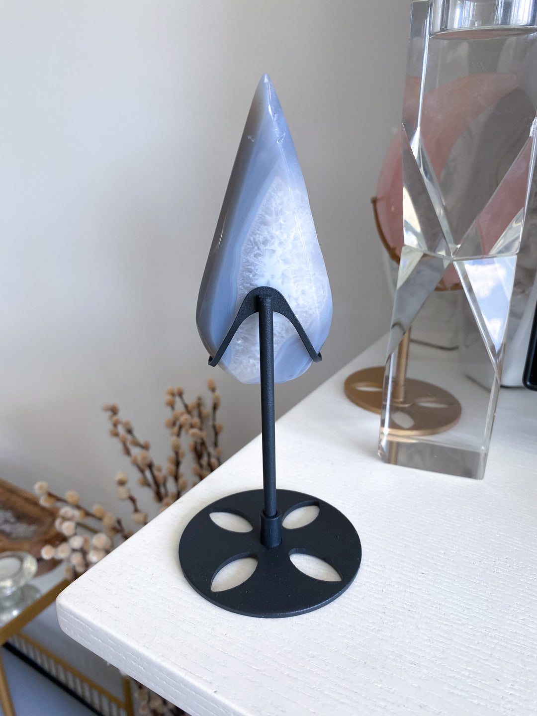 Unique Agate Flame on Stand