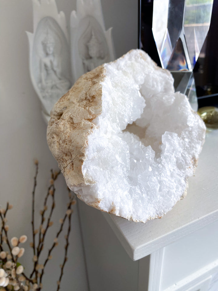 7lb+ GIANT White Calcite Geode 