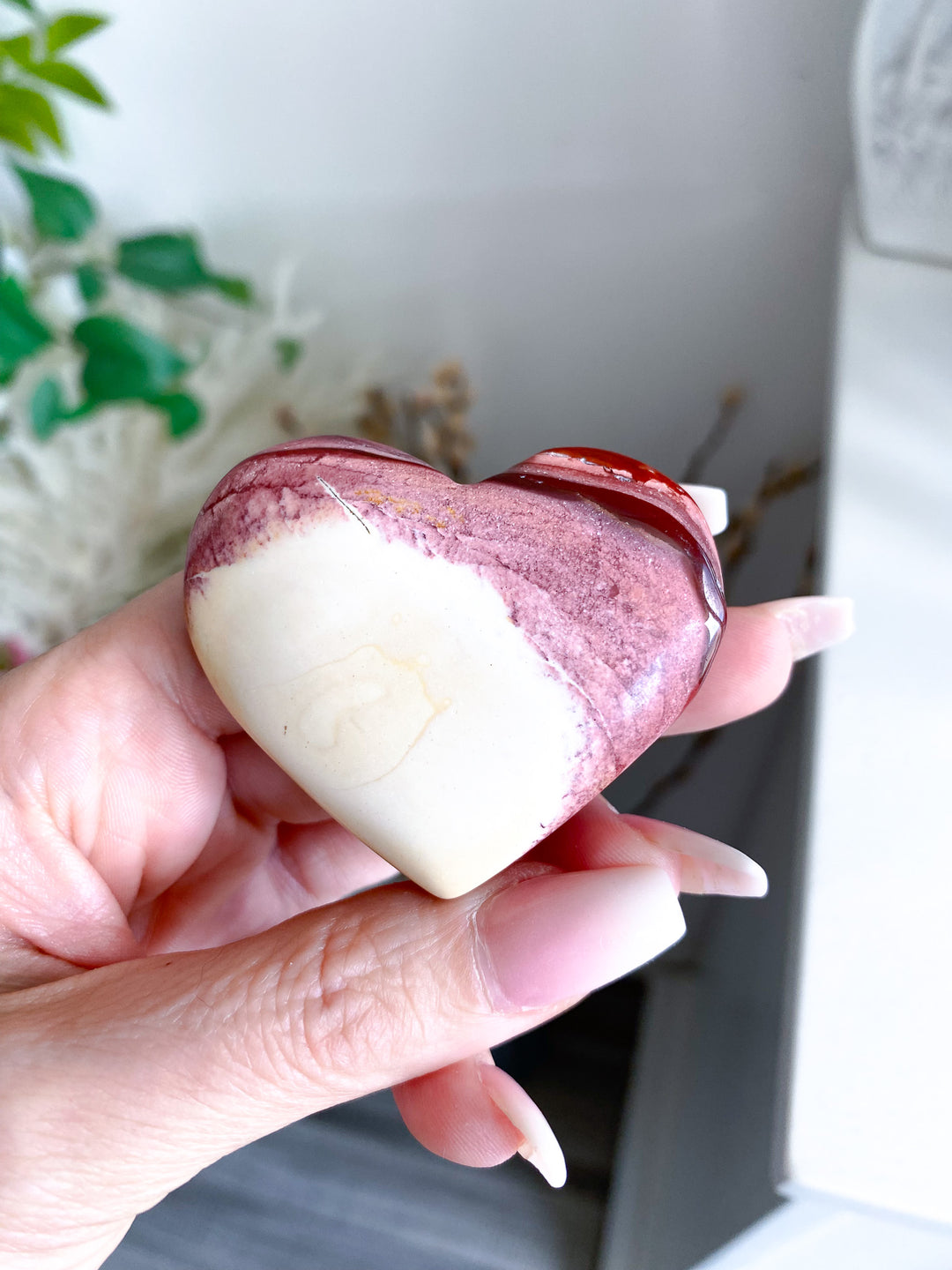 Red, Ivory Mookaite Heart Carving 