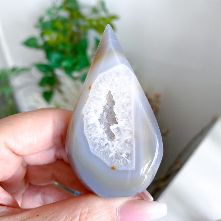 Yellow, Gray Small Drusy Agate Flame