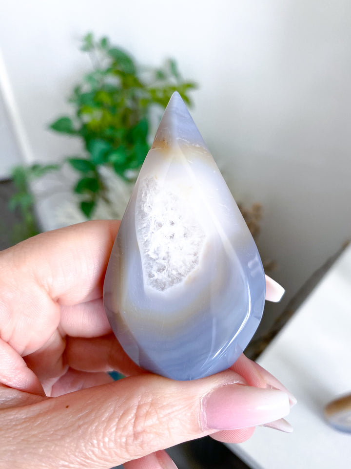 Yellow, Gray Small Drusy Agate Flame