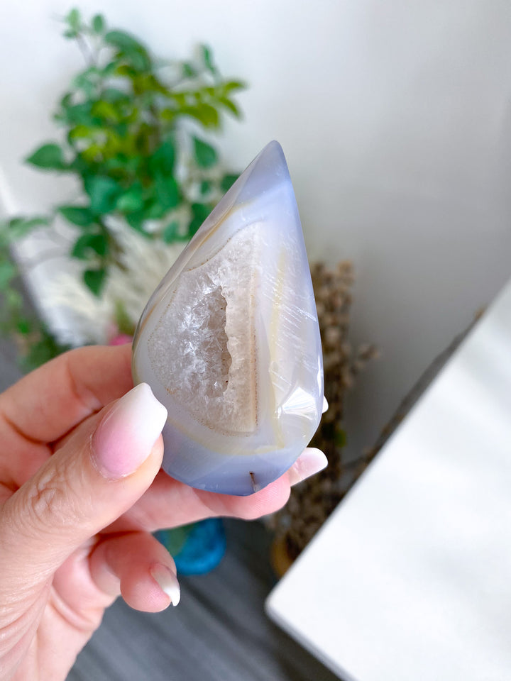 Yellow, Gray Small Drusy Agate Flame