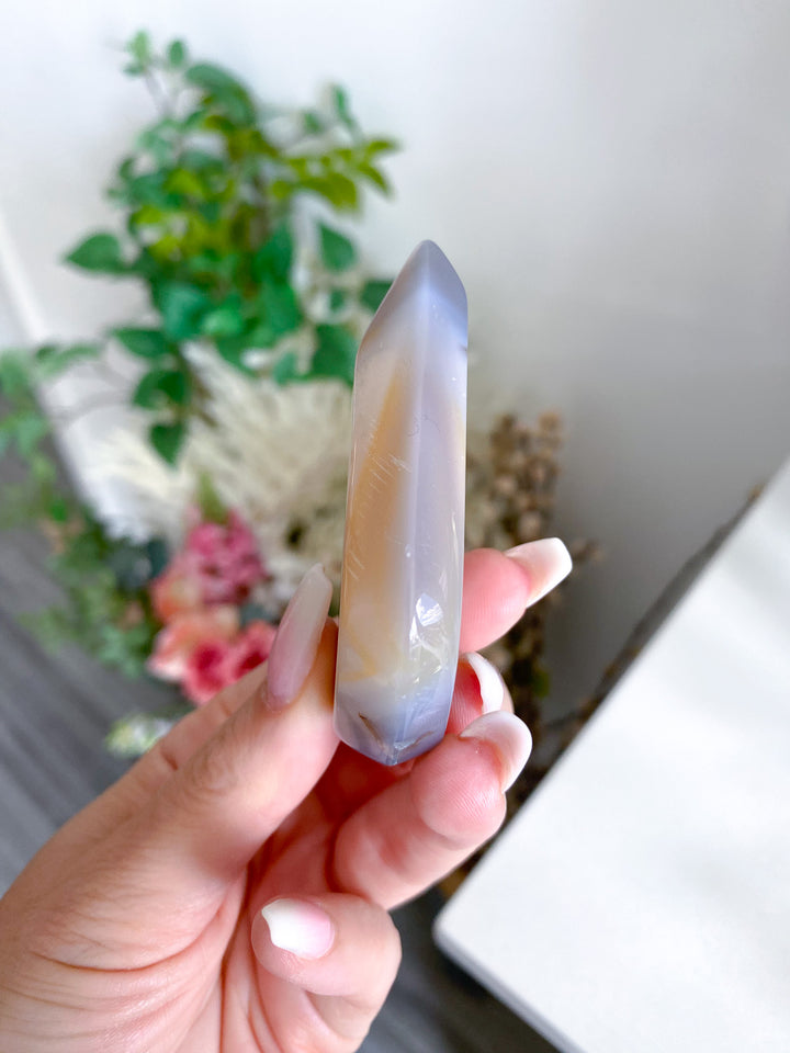 Yellow, Gray Small Drusy Agate Flame