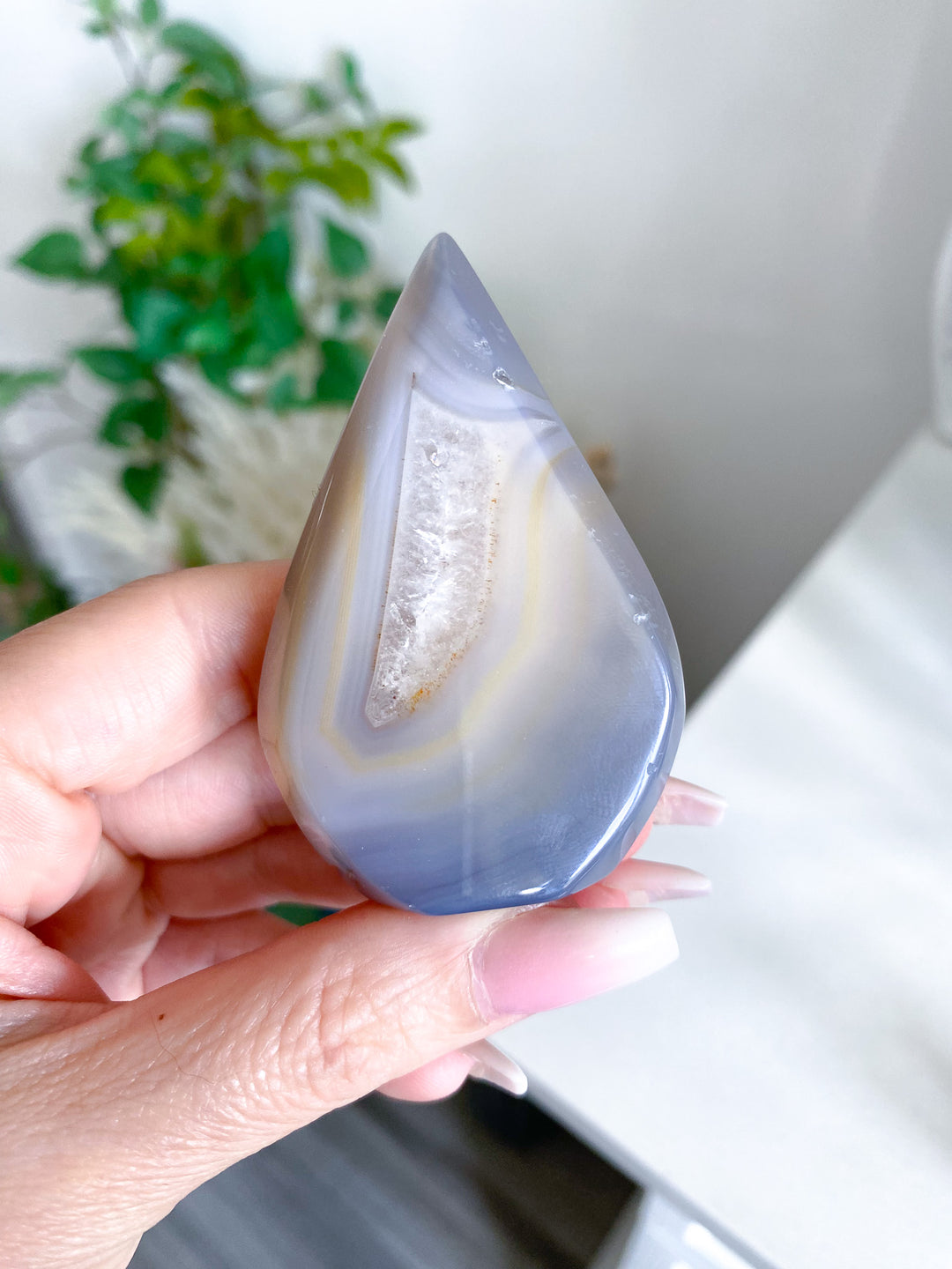 Yellow, Gray Small Drusy Agate Flame