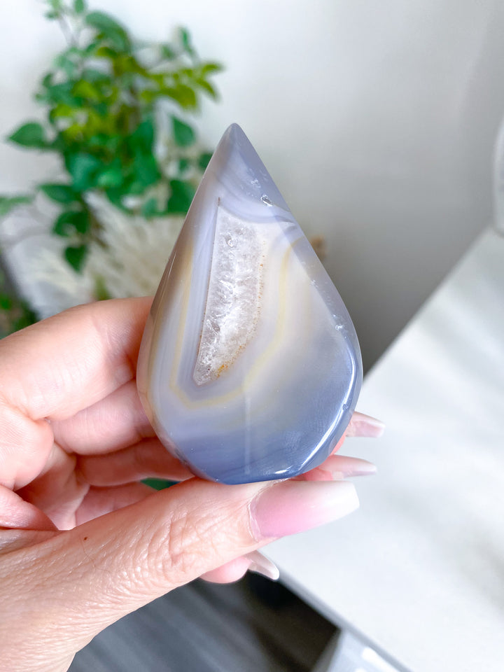 Yellow, Gray Small Drusy Agate Flame