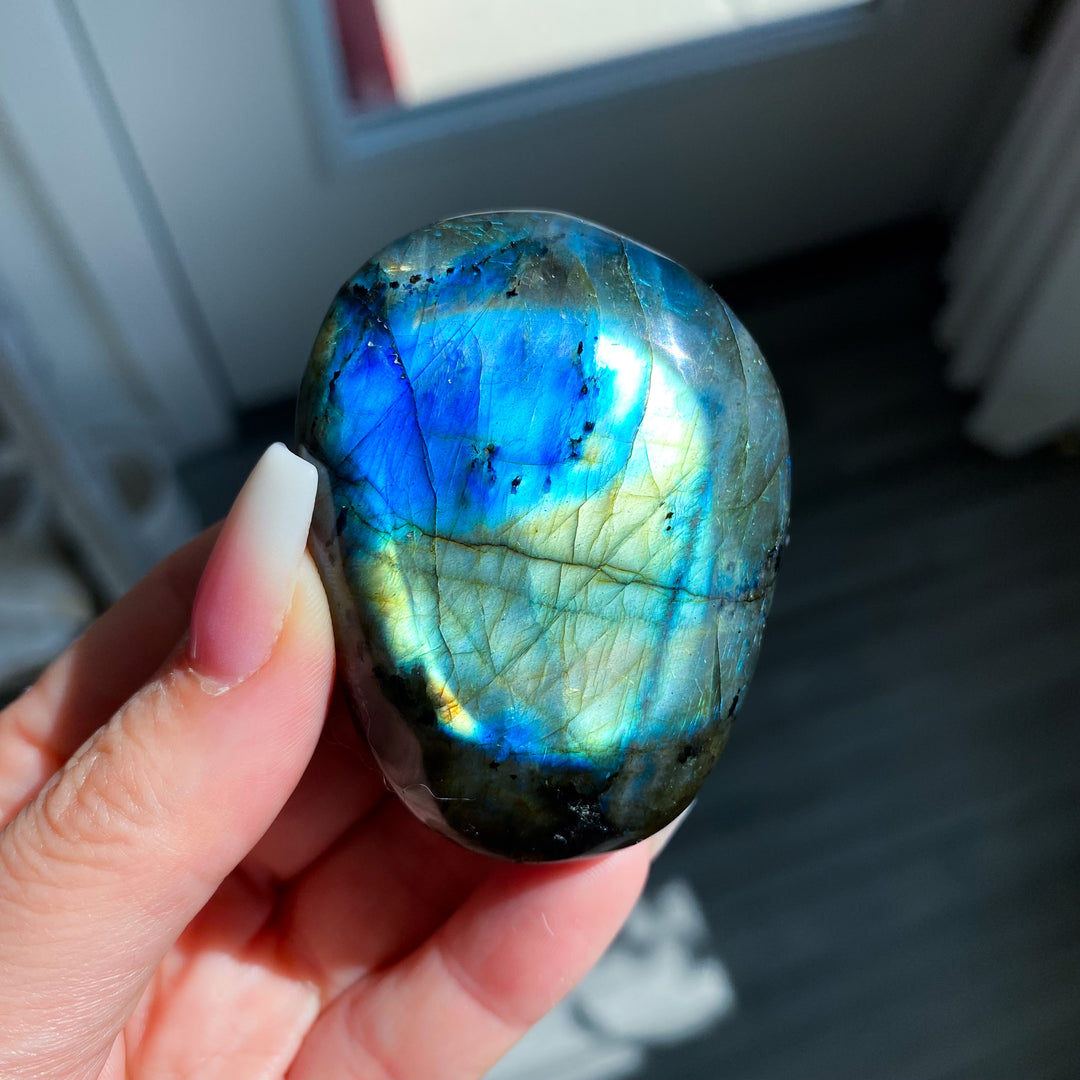 Chunky Blue and Gold Labradorite Palm Stone 
