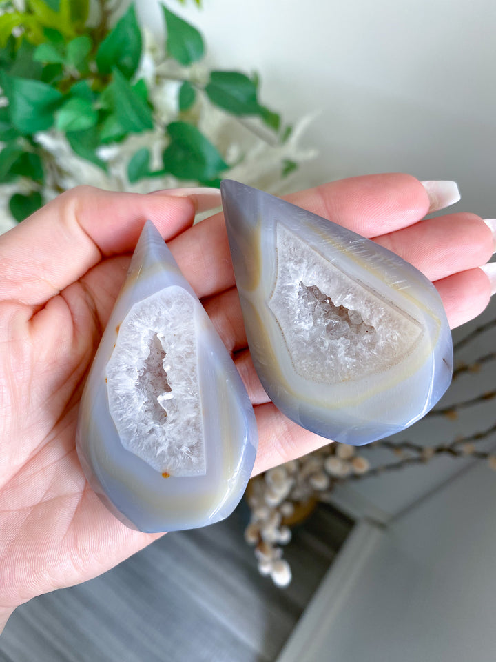 Yellow, Gray Small Drusy Agate Flame
