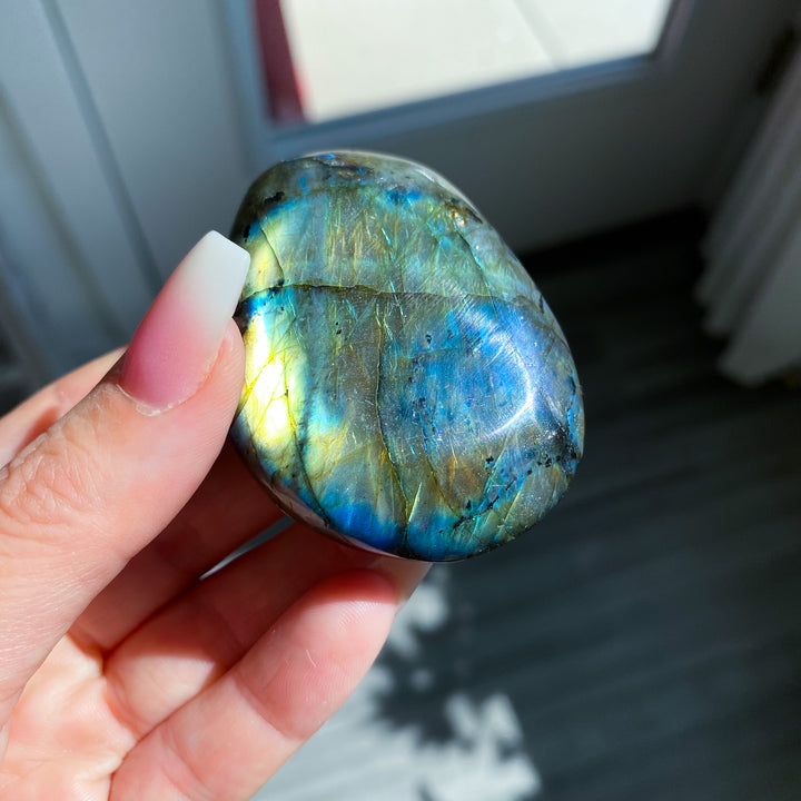 Chunky Blue and Gold Labradorite Palm Stone 