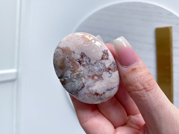 Small, Pale Pink Amethyst Palm Stone w/ Inclusions #1