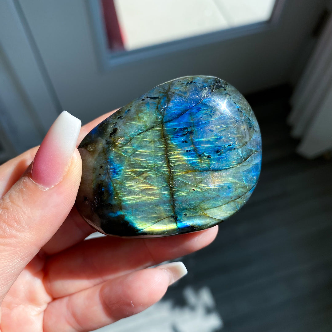 Chunky Blue and Gold Labradorite Palm Stone 