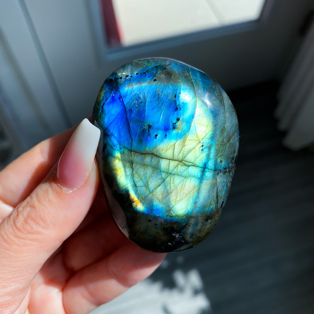 Chunky Blue and Gold Labradorite Palm Stone 