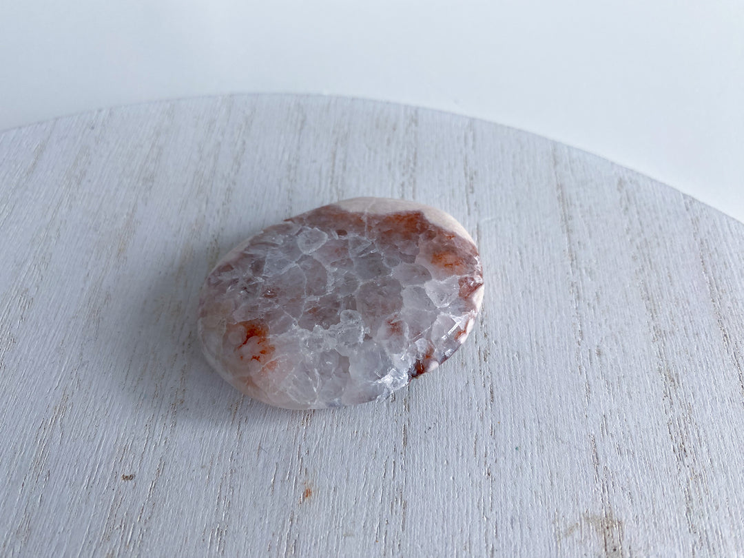 Small, Pale Pink Amethyst Palm Stone w/ Inclusions #1