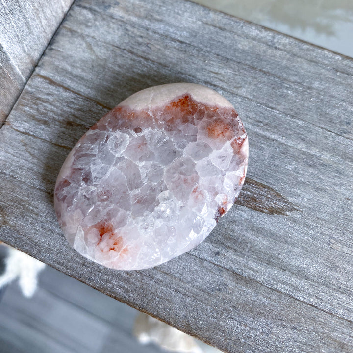 Small, Pale Pink Amethyst Palm Stone w/ Inclusions #1