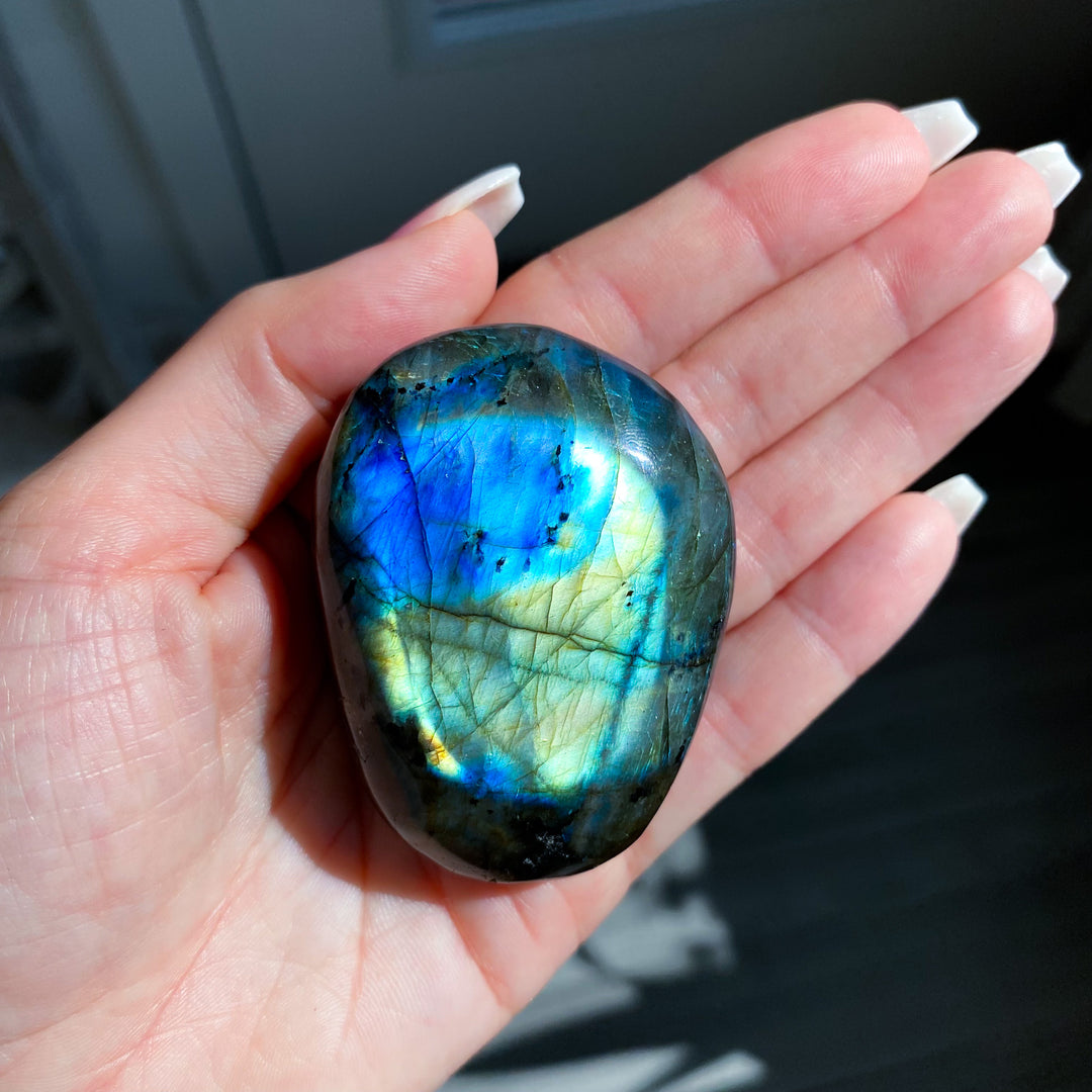 Chunky Blue and Gold Labradorite Palm Stone 