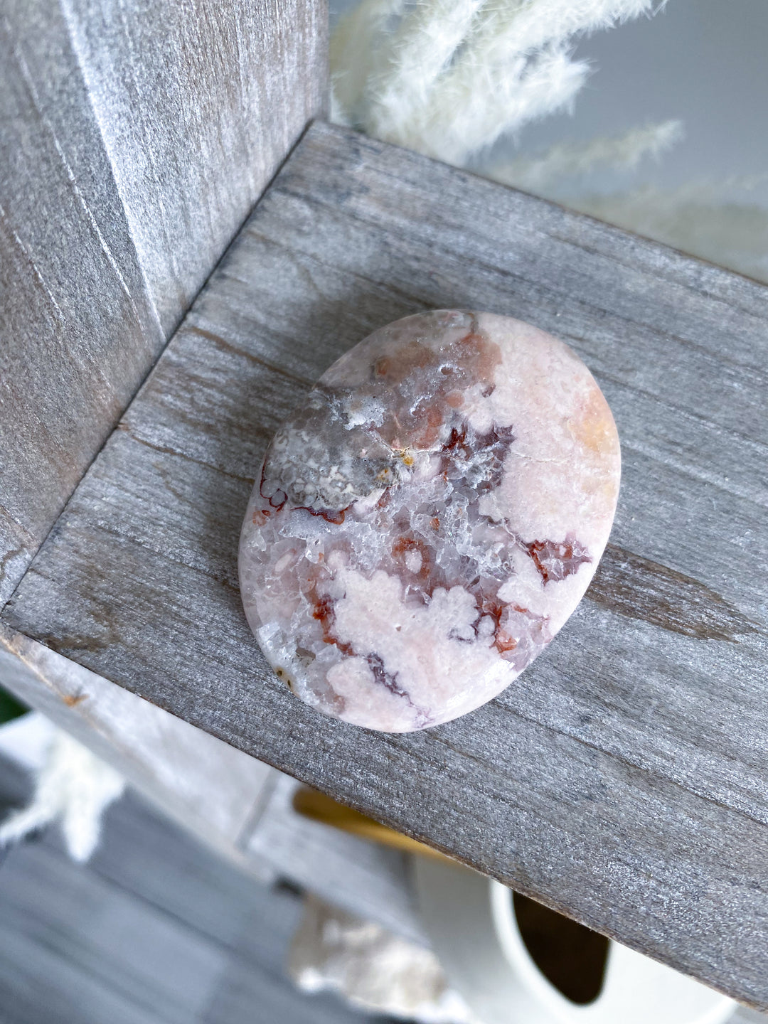 Small, Pale Pink Amethyst Palm Stone w/ Inclusions #1