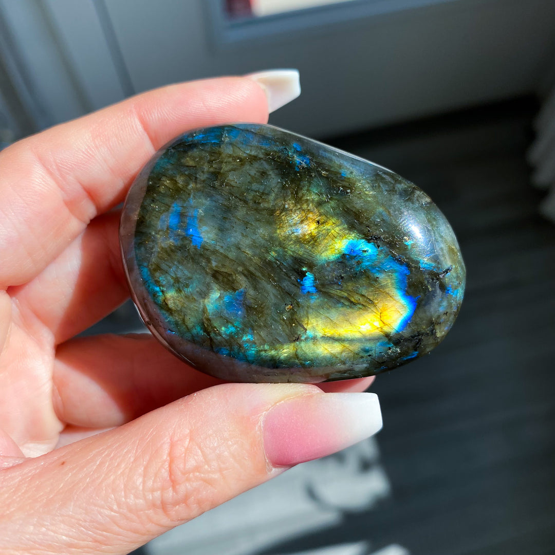Chunky Blue and Gold Labradorite Palm Stone 