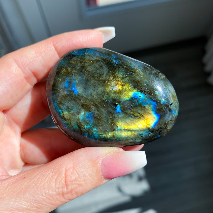 Chunky Blue and Gold Labradorite Palm Stone 