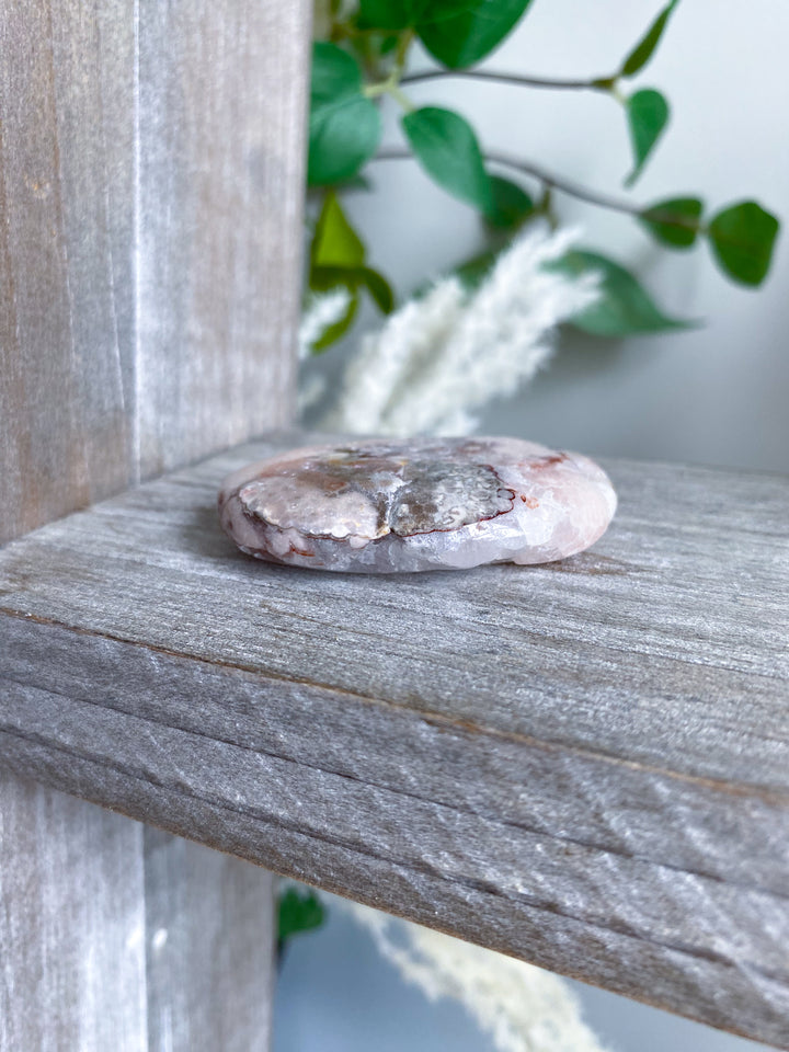 Small, Pale Pink Amethyst Palm Stone w/ Inclusions #1