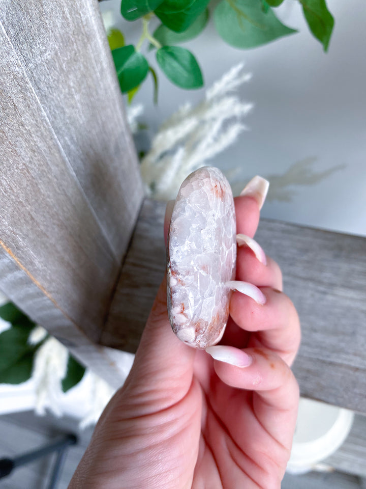 Small, Pale Pink Amethyst Palm Stone w/ Inclusions #1