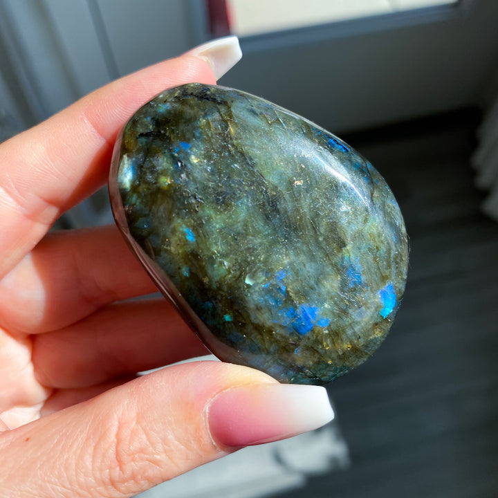 Chunky Blue and Gold Labradorite Palm Stone 