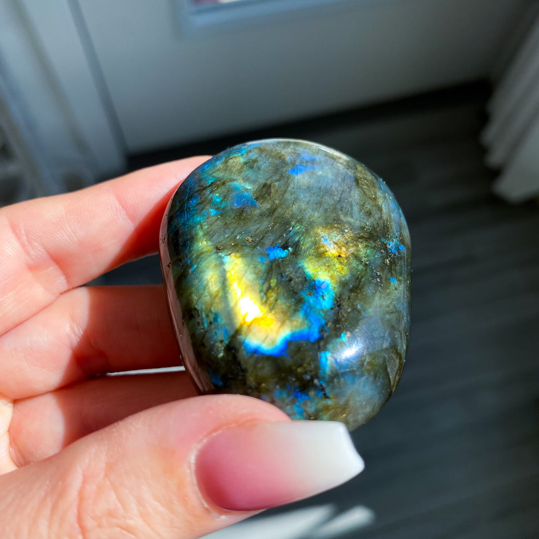 Chunky Blue and Gold Labradorite Palm Stone 