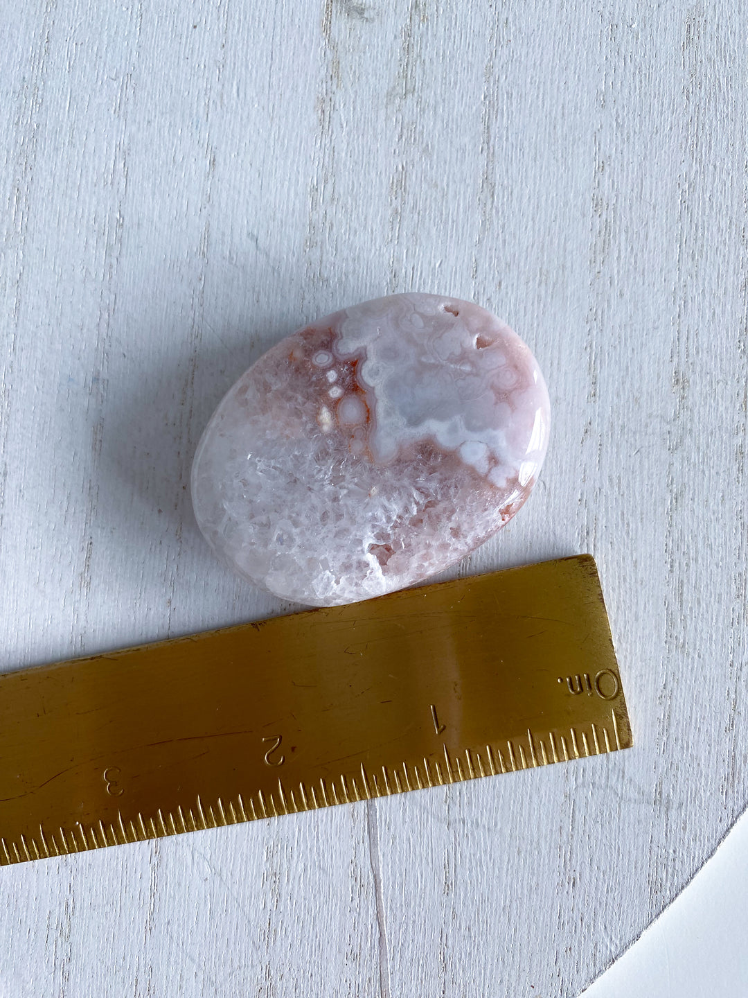 Small, Pale Pink Amethyst Palm Stone w/ Inclusions #1