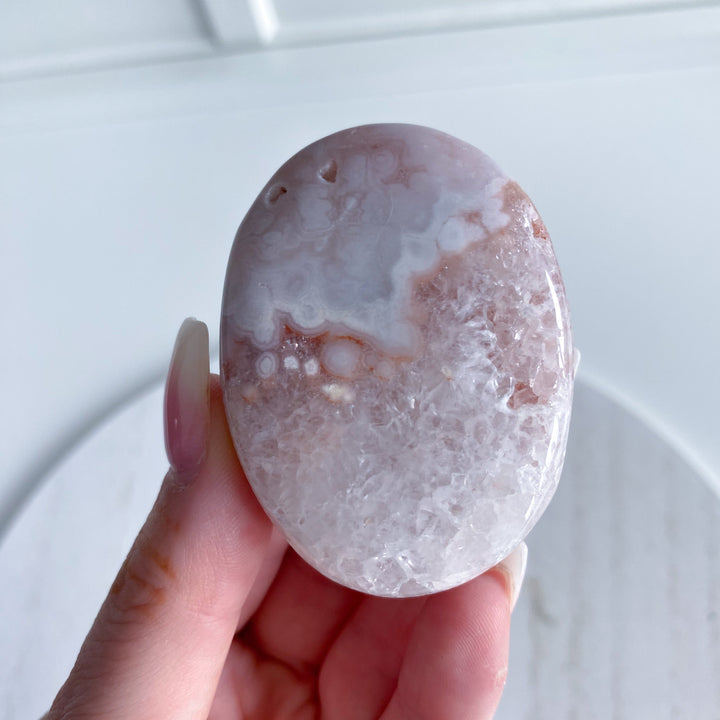 Small Pink Amethyst Palm Stone w/ Inclusions #3