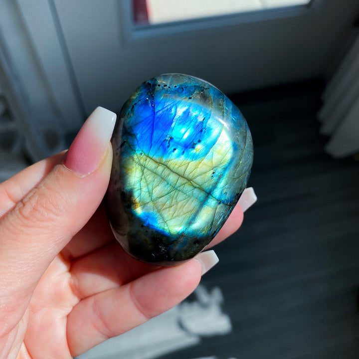 Chunky Blue and Gold Labradorite Palm Stone 