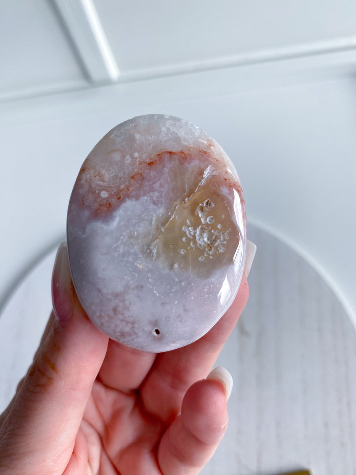 Small Pink Amethyst Palm Stone w/ Inclusions #3