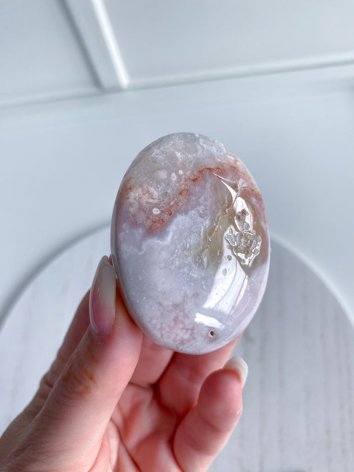 Small Pink Amethyst Palm Stone w/ Inclusions #3