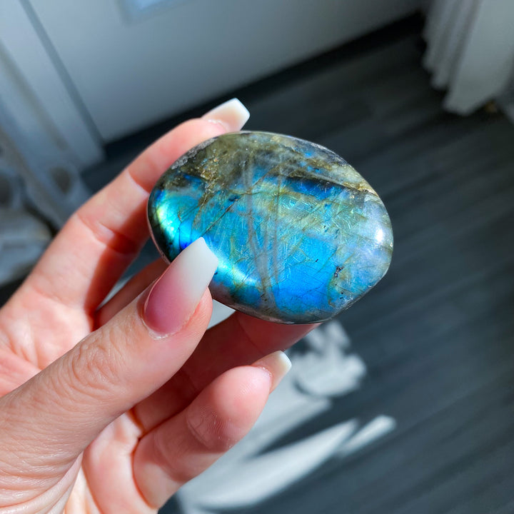 Electric Blue Labradorite Palm Stone 