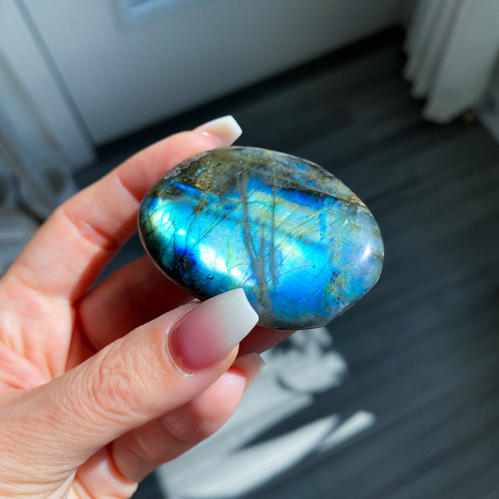 Electric Blue Labradorite Palm Stone 