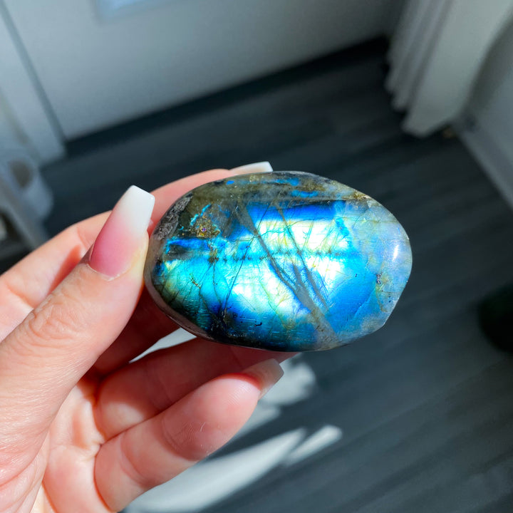 Electric Blue Labradorite Palm Stone 