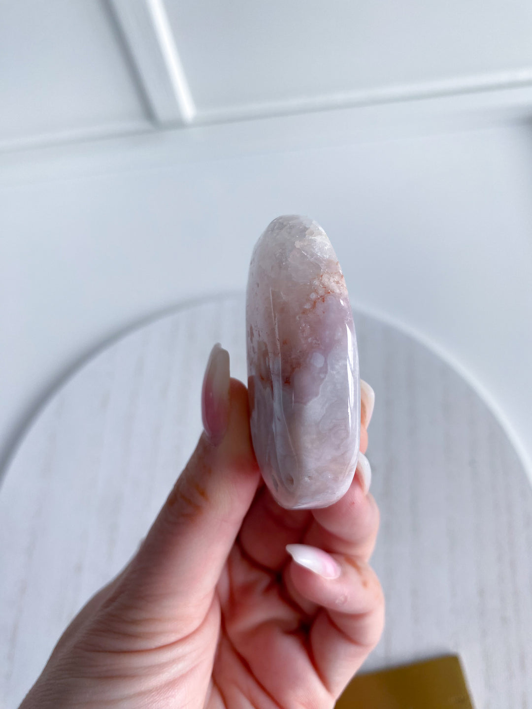 Small Pink Amethyst Palm Stone w/ Inclusions #3