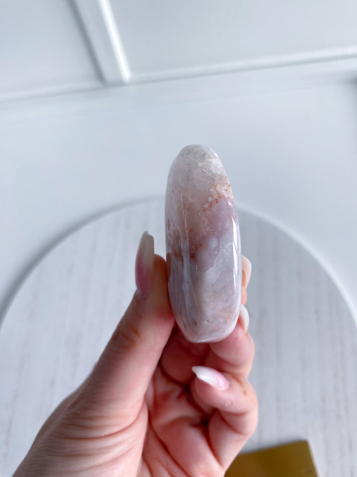 Small Pink Amethyst Palm Stone w/ Inclusions #3
