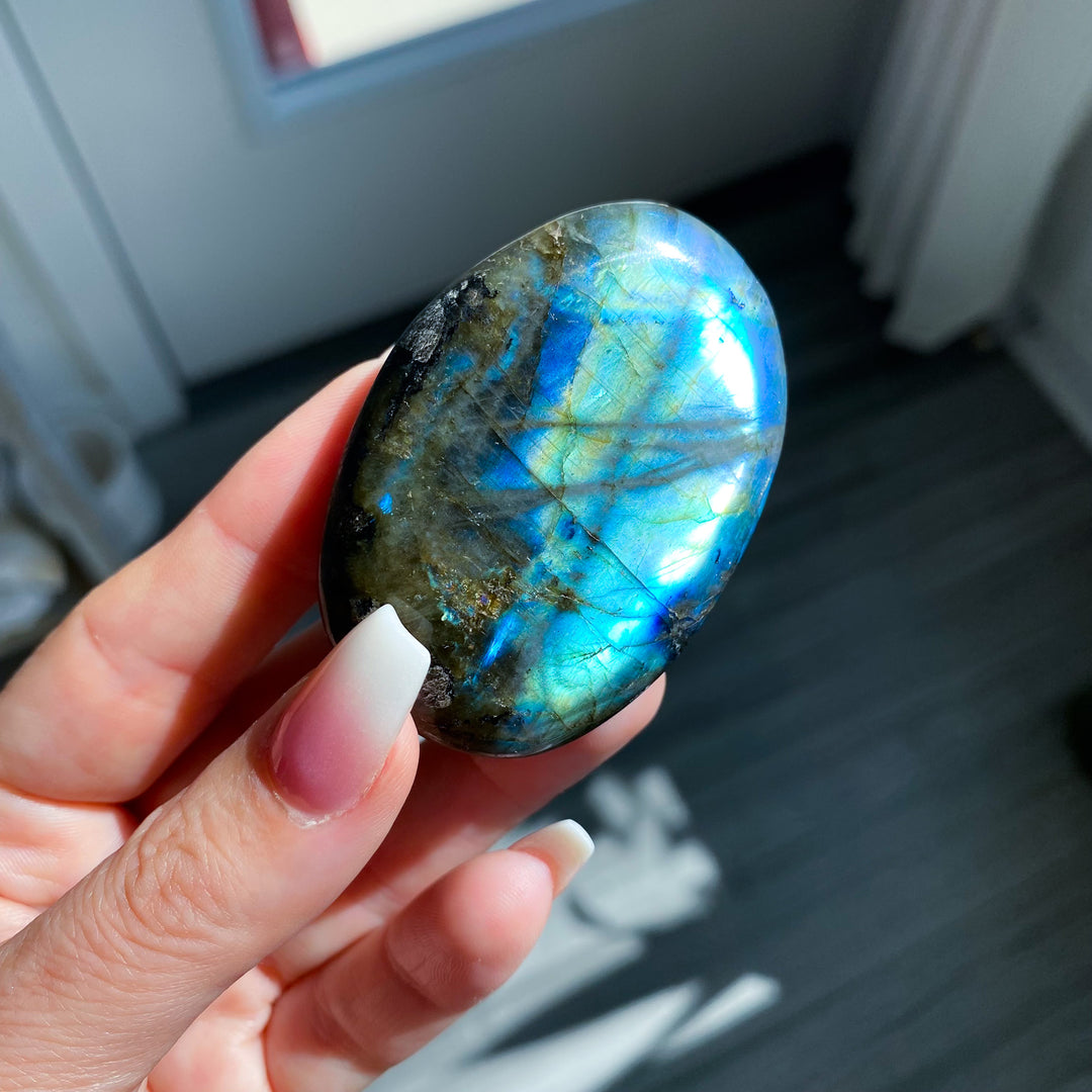 Electric Blue Labradorite Palm Stone 