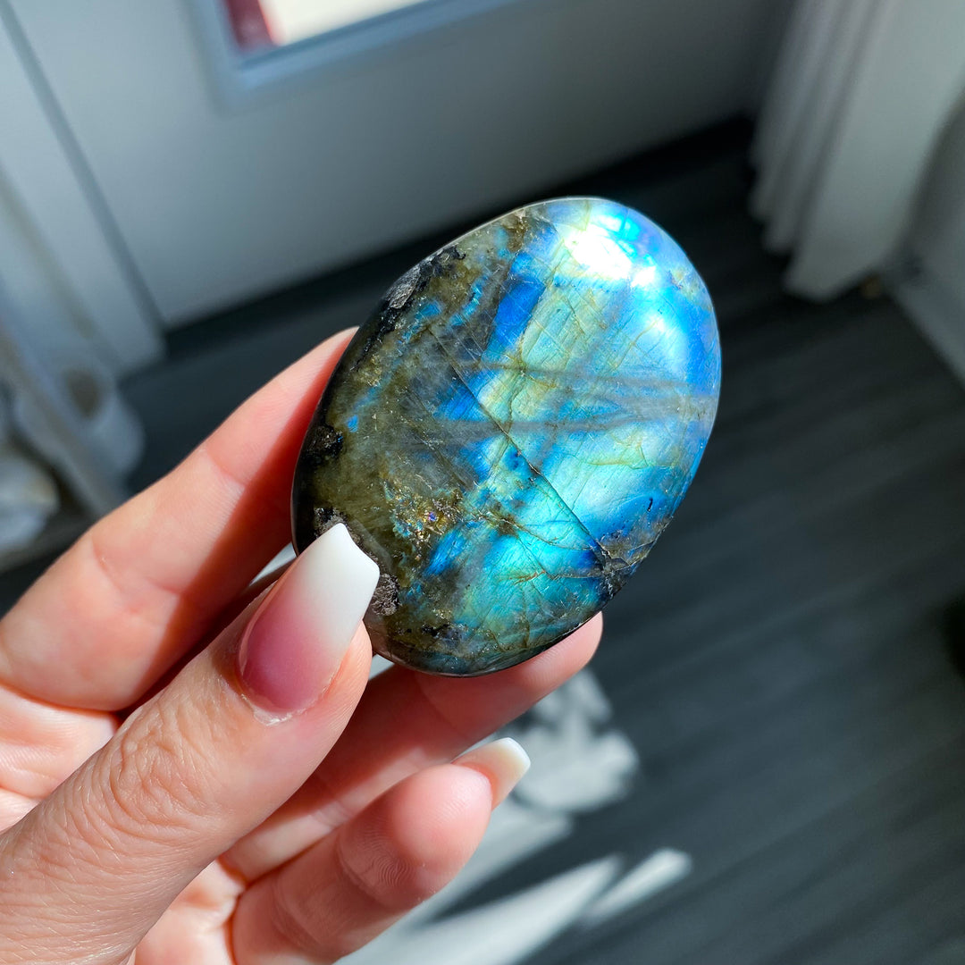 Electric Blue Labradorite Palm Stone 